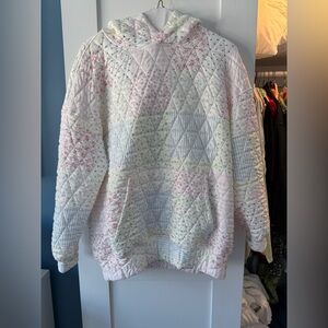 Altar'd State Quilted Patchwork Hoodie - Pink, White, Cream